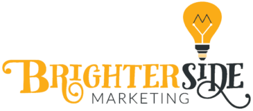 Brighter Side Marketing Logo - Text with Light Bulb Graphic
