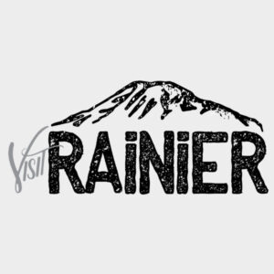 Hand-drawn mountain with text Visit Rainier - Logo - Portfolio - Brighter Side Marketing